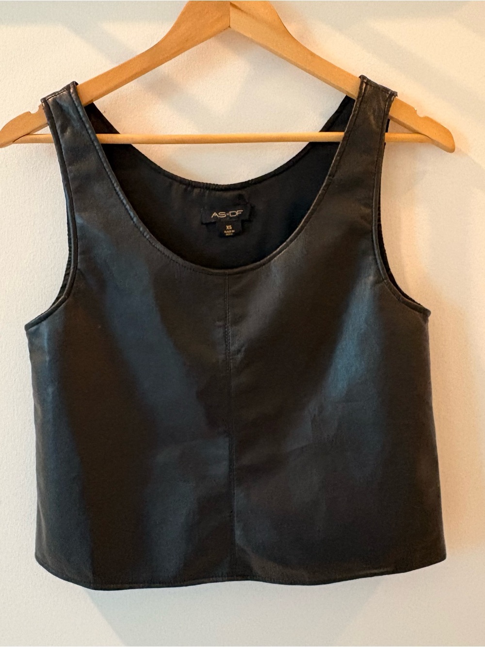 AS by DF Black Leather Sleeveless Tank